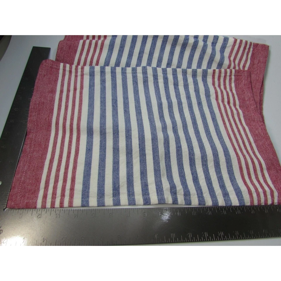 Manteles individuales de algodón Cynthia Rowley NY Country a rayas rojo blanco azul 28882 Foto 3 de 3