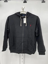 Polo Ralph Lauren Mens Hoodie Polo Black Full Zip Drawstring Tie Kangaroo Pocket