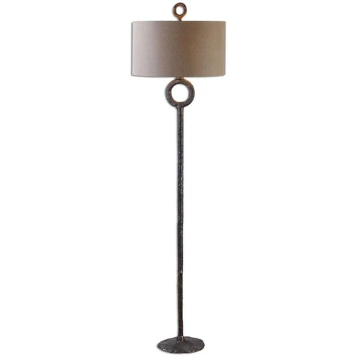 Uttermost Ferro Mid-Century Cast Iron Floor Lamp in Brown/Beige - Picture 1 of 6