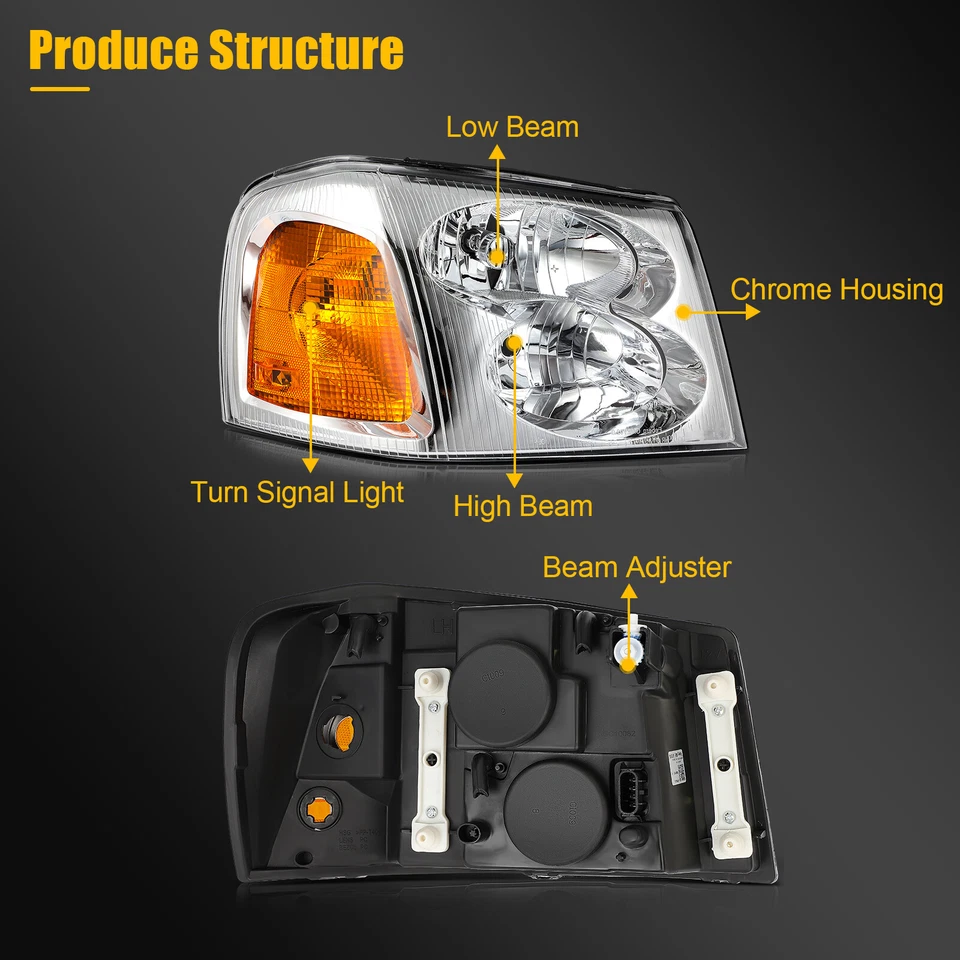 Conjunto de faros para GMC Envoy 2002-2009 2002-05 GMC Jimmy delantero izquierdo+derecho Foto 3 de 4