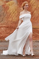 Cocomelody A-Line Pearl Yarn & Satin Wedding Dress GRACE Size 12  *NWT* 
