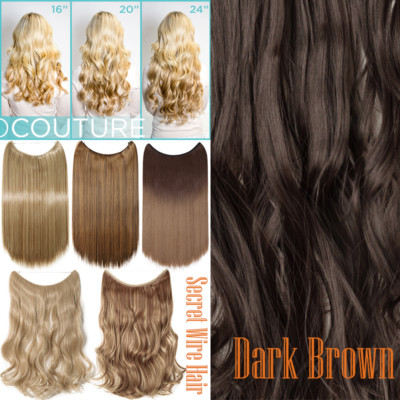 Hidden Long Invisible Band Wire In Thick One Piece Hair Extensions Mix As Human