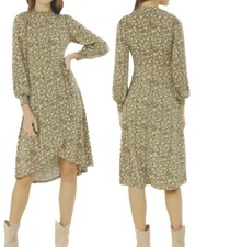 Floral print wrap midi dress in sage floral size XL