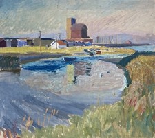 Impressionist Karl Adser 1912-1995Kleiner Hafen mit Booten am Meer 52,5 x 58 cm