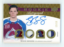 2020-21 Upper Deck Premier Hockey Shane Bowers Rookie RC Quad Patch Auto /15