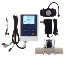 Water Flow Control LCD Display G1"Flow Sensor Meter G1"Solenoid Valve 12V power