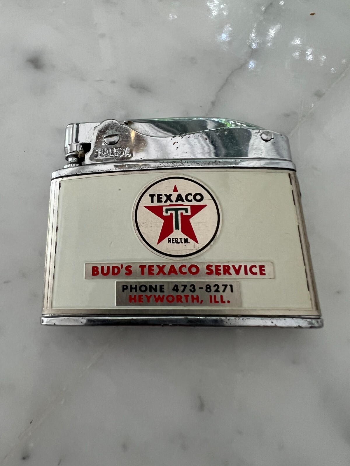 Vintage Unfired Texaco Bud's Texaco Service Flat Pocket Lighter New In Box