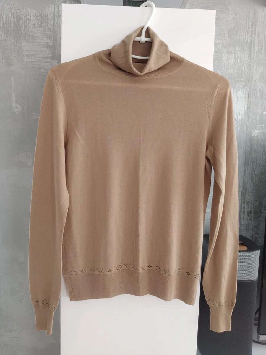 Louis Vuitton Wool Beige LV Logo Turtleneck Sweater Jumper