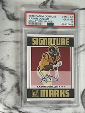 2018 Donruss Aaron Donald Signature Marks Super Bowl Champ LA Rams PSA 10 Pop 1