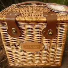 RESTAT Picnic Time Vino Wine & Cheese Basket 11"x 14"x12" NEW w/ Tag