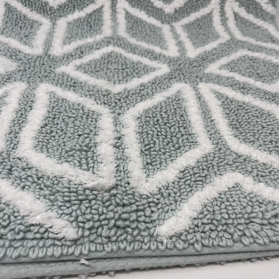 Alfombra de baño Lauren Ralph Lauren blanca menta 21x34 100 % algodón antideslizante Foto 3 de 4