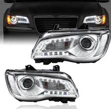 For 2011-2023 Chrysler 300 Headlights Assembly Head Lamps Chrome Housing Clear
