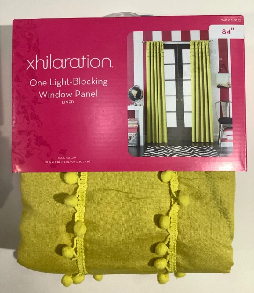 Painel cortina janela bloqueio luz Xhilaration (2) 50 x 84 amarelo com pompons - Imagem 2 de 4