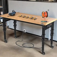 72" Adjustable Workbench for Garage W/Pegboard &AC/USB Outlet Heavy-Duty Rolling