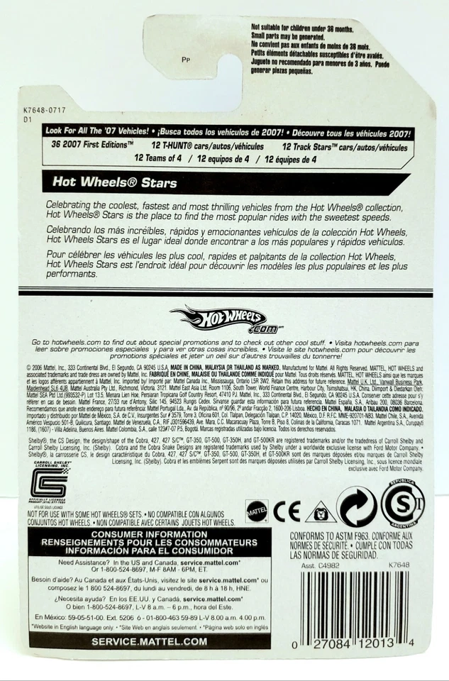 07 Hot Wheels Stars #097/155 Shelby Cobra 427 S/C Foto 3 de 3