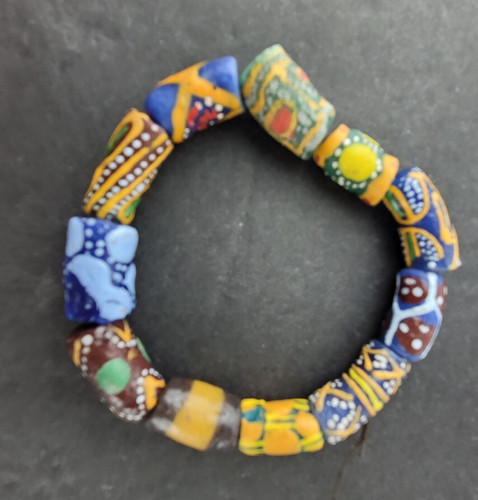 Recycled Glass Multicolor African Trade Beads on a String