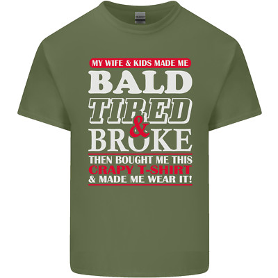 Frau & Kinder Glatze müde & gebrochen Vatertag Herren leichtes Baumwoll T-Shirt