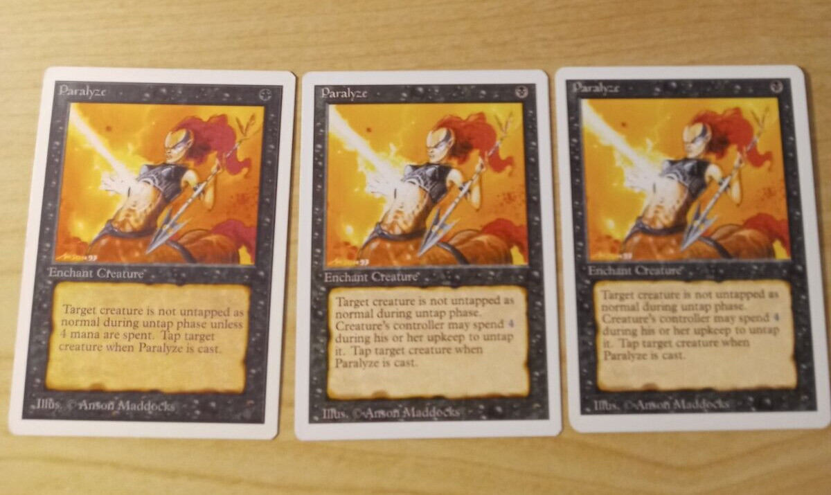 MTG Paralyze X3 Unlimited NM Black Common LP Magic the Gathering Card