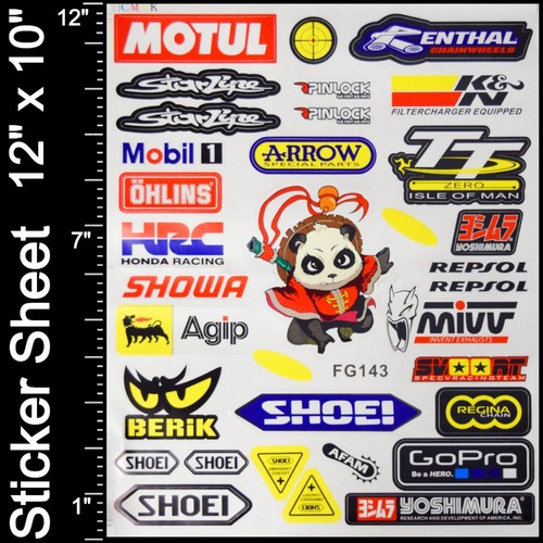 32pc 12"x10" Reflective Sticker Decal Sheet - Motocross Dirt Bike Sponsors Logos - Bild 1 von 10