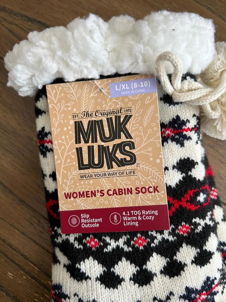 Calcetines de cabina Muk Luks para mujer multicolor estampado nórdico zapato talla L/XL (8-10_ Foto 3 de 3