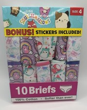 ORIGINAL SQUISHMALLOWS Girls Size 4 Set of 10 Multi Character BRIEFS 100 Cotton