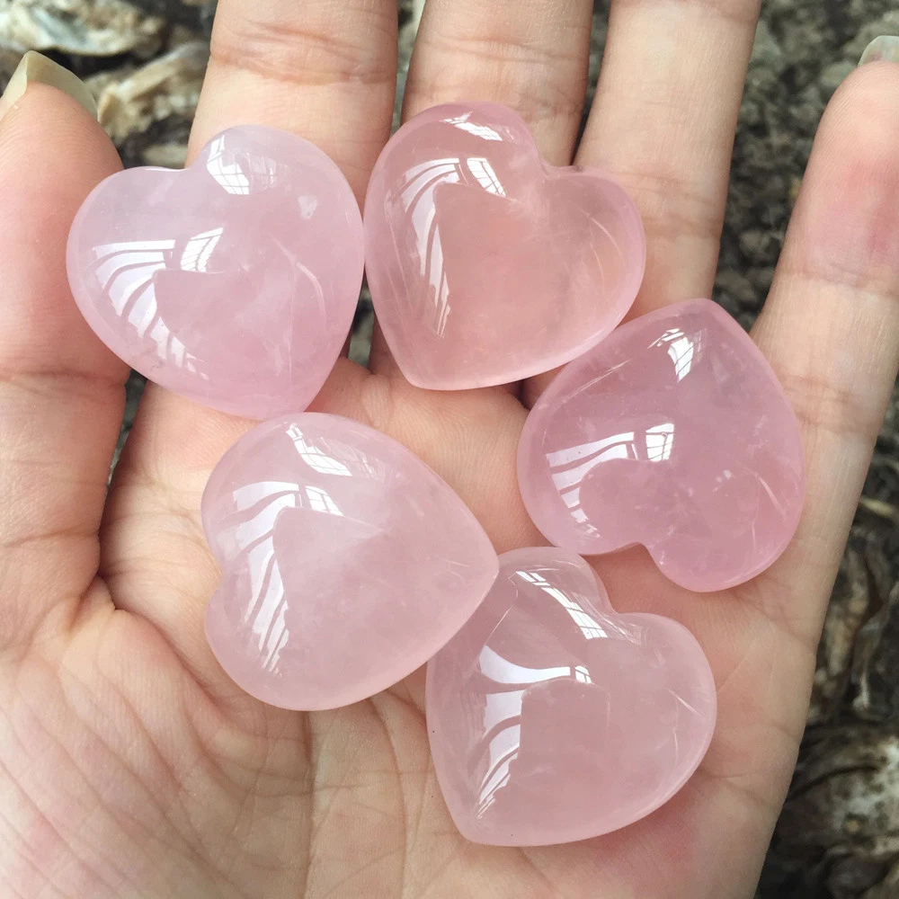 Tumbled Rose Quartz Heart Shaped Gemstone Natural Pink Crystals Love  Healing