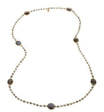Rarities Sterling Silver GoldClad Greenish-Blue Labradorite Station 36" Necklace