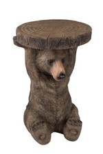 35.5CM BROWN BEAR SIDE COFFEE BEDSIDE TABLE PLANT STAND ANIMAL STATUE POLYSTONE