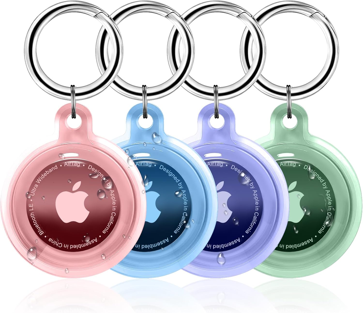 Waterproof Airtag Keychain 4 Pack with Transparent TPU Holder