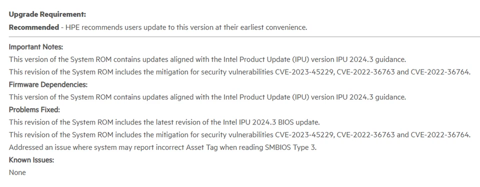 Critical!! BIOS ROM HPE ProLiant BL460cWS46 Gen9 (I36) I36_3.40_08_29_2024+iLO4 - Image 2 of 3