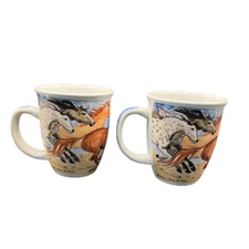 Set of Two Stone Bunny Inc. Telle M. Stein Running Horses Mustangs Made in USA