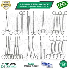 22 Pcs Minor Surgery Spay Pack Kit Surgical Veterinary Dissection Tool Set