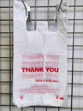 Large Bags 1/6 THANK YOU T-Shirt Plastic Grocery Shopping Bags 11.5" x 6" x 21.5