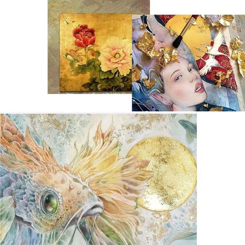 25 Sheets Shiny Gold Leaf Set Jewelry Making Decoration Supplies 14x14 for - Picture 5 of 11
