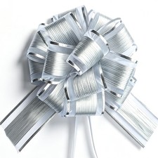 6 PCS 6 Inch Silver Bows Gift Wrapping Wedding Birthday Holiday Christmas