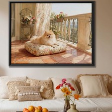 Oil Painting Pomeranian Dog Canvas Print Living Room Decor Dog Artwork Wall Art
