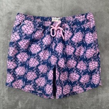 J Crew Flex Swimwear Swim Trunks Mens M Blue Pink Turtles Mesh Lined
