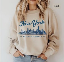 New York City Skyline Coordinates Sweatshirt NYC Travel Souvenir