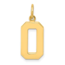 14k Yellow Gold Medium Polished Number 0 Charm Pendant Perfect Gift for Her