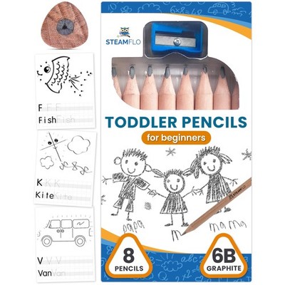 8 PCS Learning Pencils Toddlers Jumbo Triangle Soft Graphite Sharpener Kids