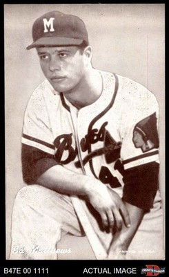 1947 Exhibits Eddie Mathews  ERR Braves ERROR HALL-OF-FAME VARIATION 4 - VG/EX