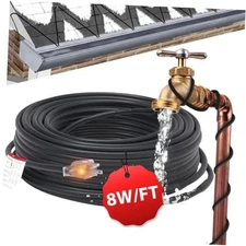  8JHSF1 6ft Roof Snow Deicing Heating Cable for Ice Dam Prevention, 8W/FT 6Feet