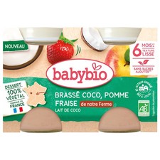 Babybio Brassé Coco Pomme Fraise Lait de Coco 6 Mois et + Bio 2 x 130