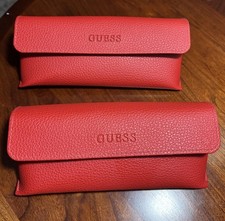 2 GUESS Red Shell Case Holder Magnetic Button Clasp Eyeglass Reading Glasses