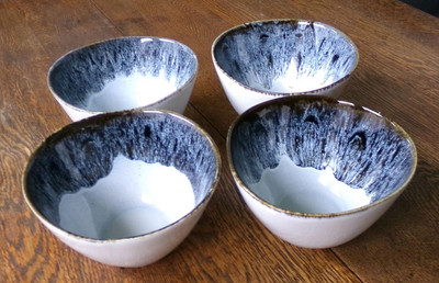 West Elm Set of Four Reactive Glaze Stoneware Cereal/Soup Bowls