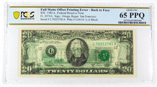 1981A $20 Federal Reserve Note - Fr# 2074-L - Full Matte OP Error-PCGS 65 GU PPQ