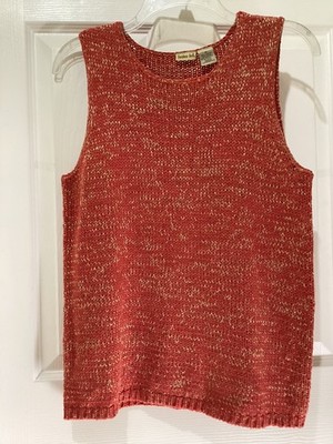 Linden Hill Coral Gold Knit Sweater Tank Top   Coastal Old Money  Luxury~M