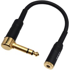 CESS-263 Audio Stereo Right Angle 6.35mm 1/4 Inch TRS Male Plug to 4.4mm Fema...