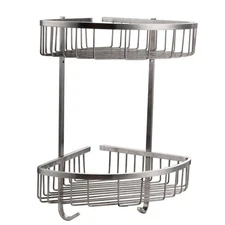 Stainless Steel 2 Tier Triangle Bathroom Shower Caddy Corner Organizer Shelf ...
