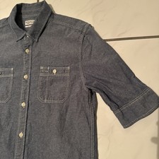 AllSaints Spitalfields Denim Half Sleeve Button Men's Chambray Shirt S 18x24 EUC
